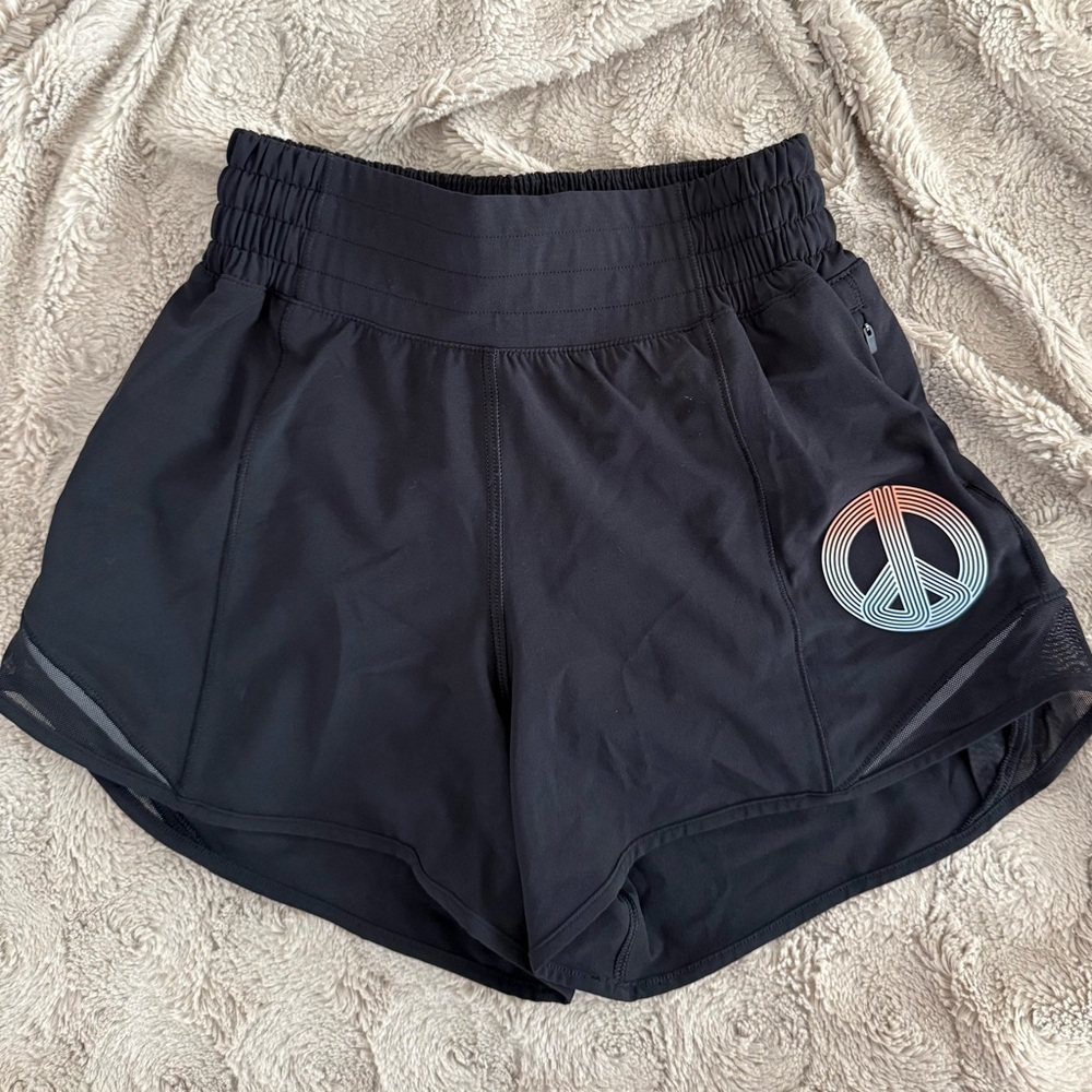 Lululemon x mad happy collab, running shorts. Size 0.